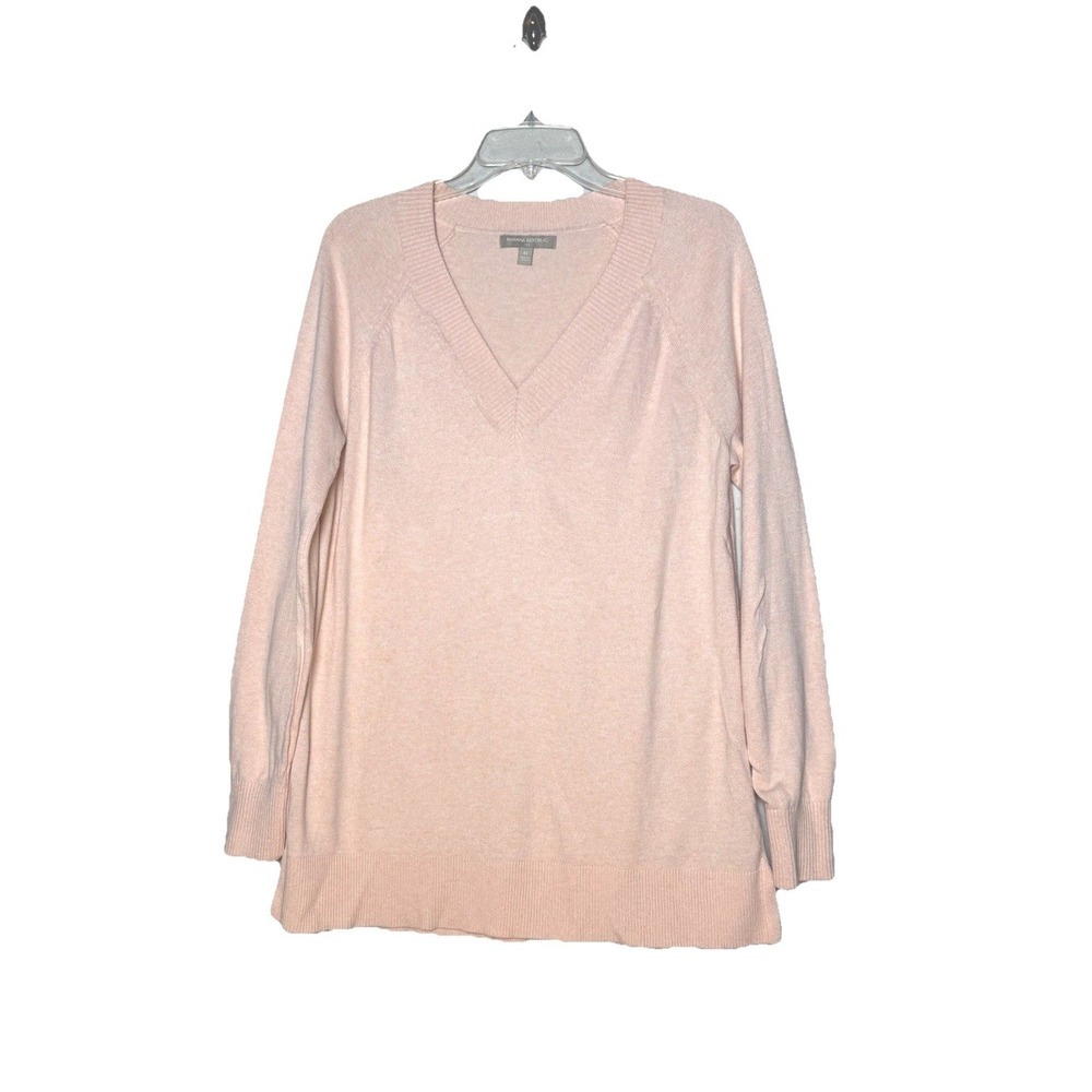 Banana Republic Womens Pink V-Neck Raglan Long Sleeve Cotton Blend Sweater M